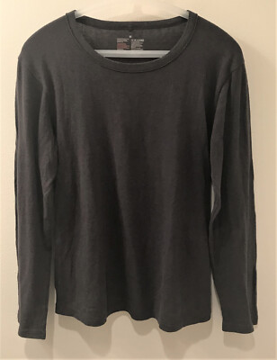 MUJI Long Sleeve Cotton Blend Crew Neck T-Shirt Charcoal Gray M