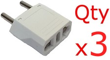 3pk Europe EU Euro Round Plug Adapter American US to European/Asia Style Plug C