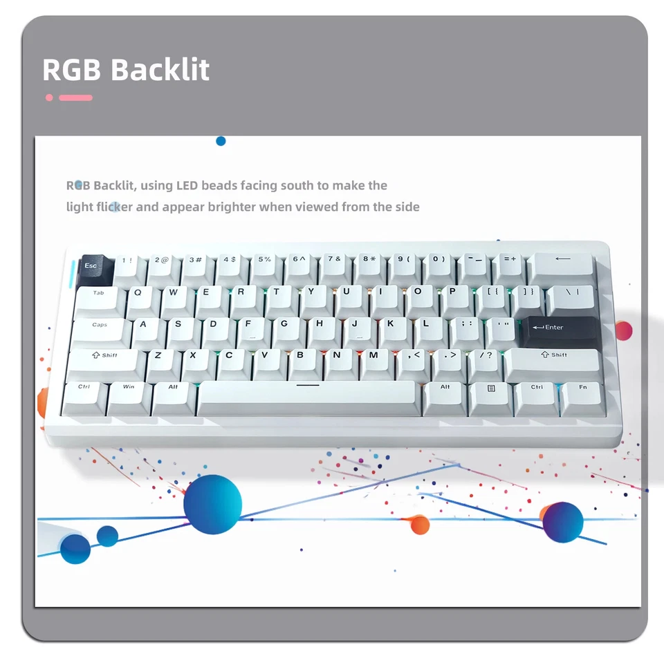 Mechanical Keyboard Hot Swap RGB Backlight Gasket Structure With Bluetooth New - Image 4 of 4