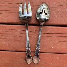 Set of 2 VTG Royal Gallery RGL23 Serving Slotted Spoon Fork Stainless 18/8 Korea