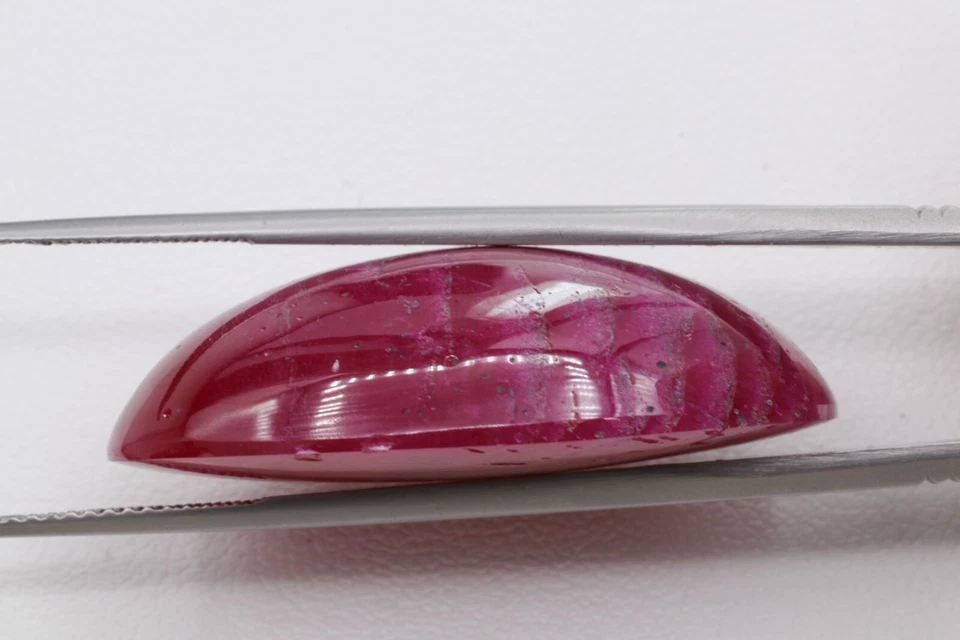 65.84ct Recrystallized Opaque Strong Red Ruby Cabochon 32x21 Lab Grown  - Image 4 of 4