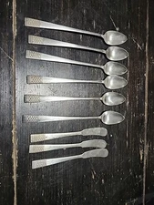  6 National Silver Co. Calvacade Woven Basket Silverplate Tea Long Spoons Knves