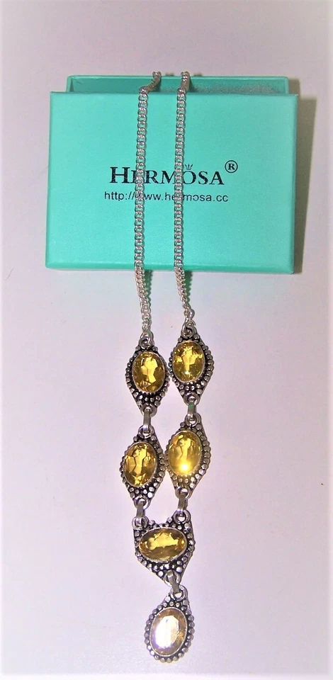 Collar de plata citrino .925 22" #C7 Foto 3 de 4