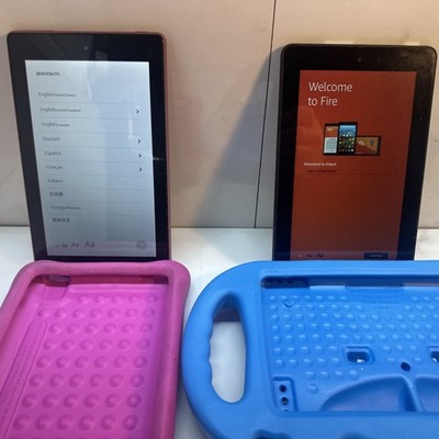 Amazon Fire HD 8 8th Generation Rose Color  & Fire 7 5th Gen Black Bundle Photos