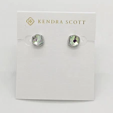 New Kendra Scott Davis Silver Stud Earrings In Dichroic Glass