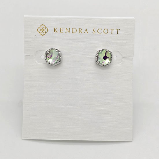 New Kendra Scott Davis Silver Plated Stud Earrings In Dichroic Glass