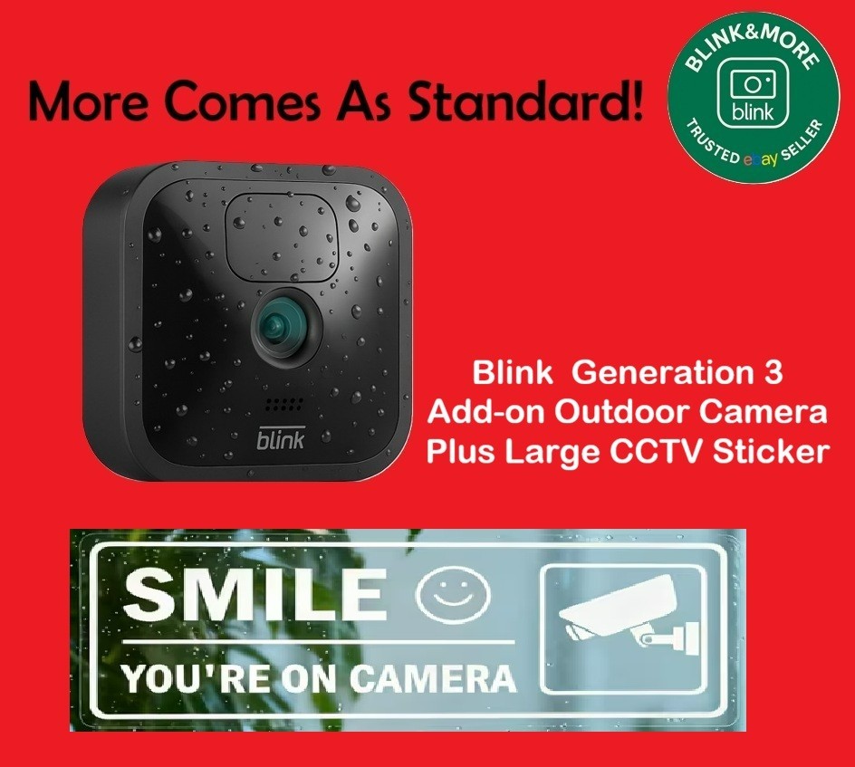 Blink Outdoor Waterproof Add-On Wireless HD Security Camera + Large CCTV Sticker