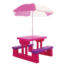 Kindersitzgarnitur Kindersitzgruppe Kindermöbel mit Sonnenschirm Pink Bituxx