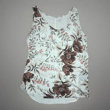 Loft Outlet ivory floral print sleeveless blouse, size Small S Spring Summer