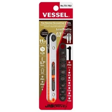 Vessel Tools TX76U Vessel Low-profile Flat Plate Ratchet Screwdriver Set