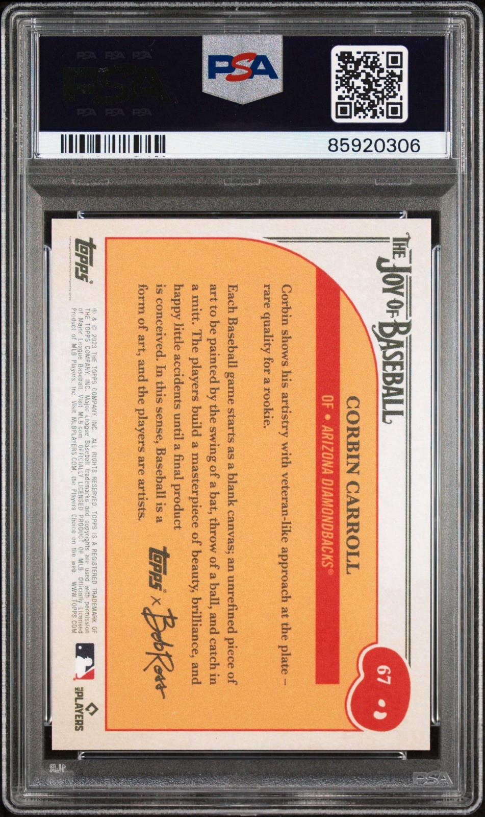 CORBIN CARROLL 2023 Topps X Bob Ross Joy of Baseball #67 Easel PSA 10 SSP Rookie view 2