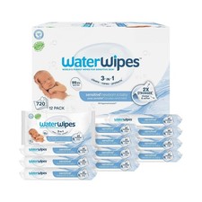 WaterWipes Sensitive Newborn  Baby Wipes, 3-In-1 Cleans, Cares, Protects