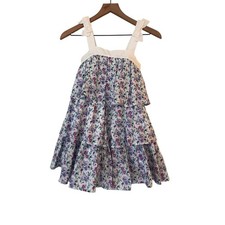 Janie and Jack Girls Size 7 Purple Blue White Floral Ditzy Tiered Dress NWT