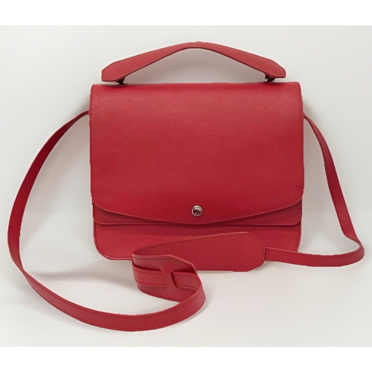 NEW! ELIZABETH AND JAMES Leather Crossbody Top-Handle Purse Red