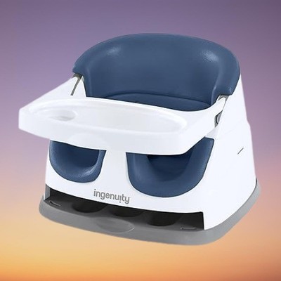 Ingenuity Baby Base 2-in-1   Night Sky, Booster & Floor Seat, Self-Storing Tray