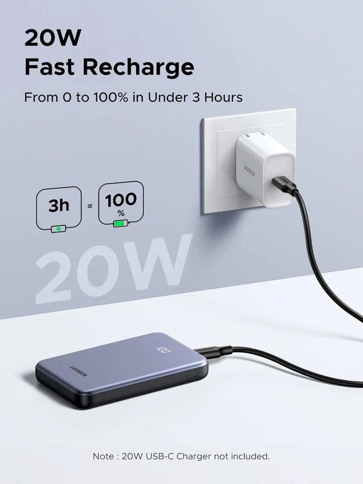 UGREEN Banco de Alimentación 10.000mAh 22,5W, Cargador Portátil Compacto USB-C PD3.0 Foto 4 de 4