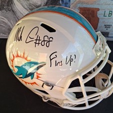 Mike Gesicki Full Size Dolphins Speed Helmet Fins Up Script 