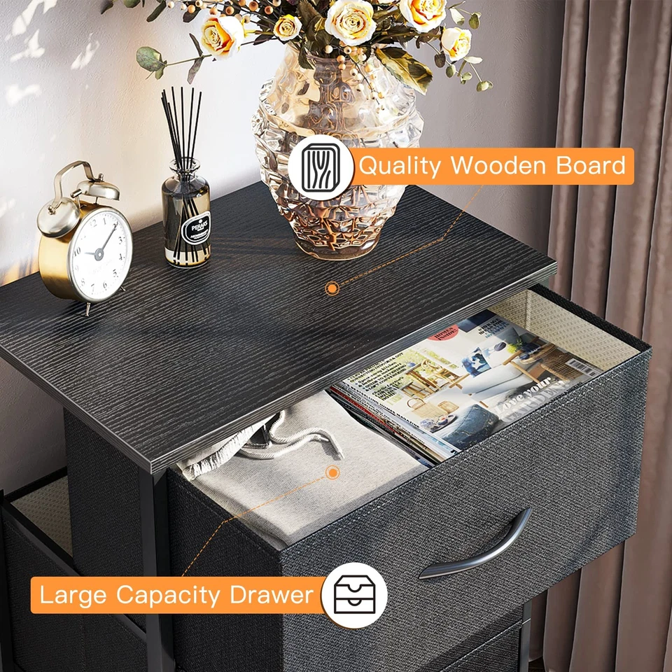 Cajonera pequeña, 4 compartimentos de almacenamiento, marco de acero, negra Foto 3 de 4