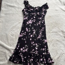 Vintage Evan Pinecone Rose Dress | Floral Cottagecore Ruffle Hem| Romantic