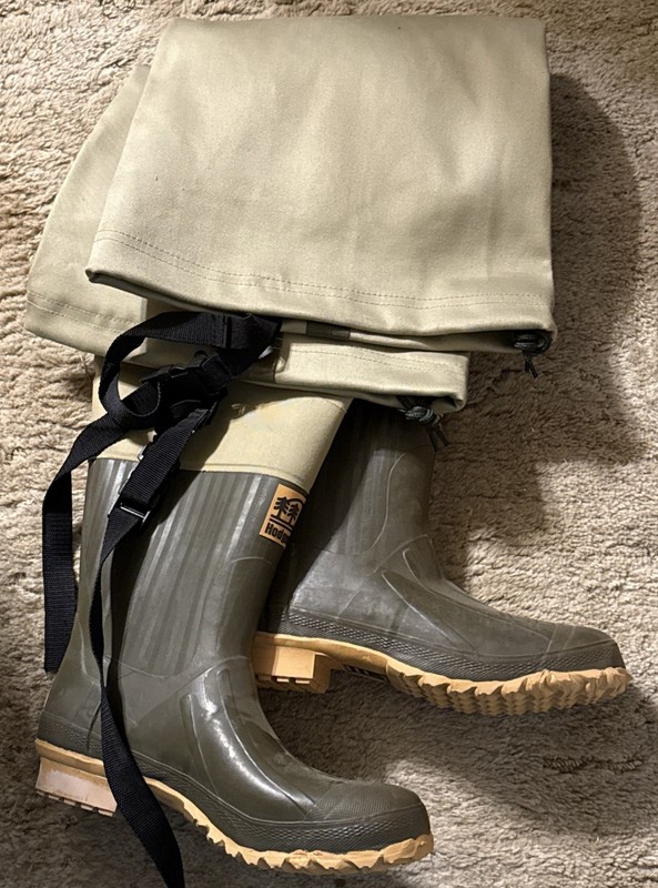 Hodgman Insulated Canvas Hip Boots / Waders Size 12 Waterproof