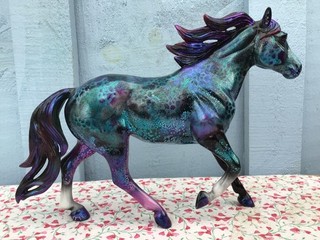 Breyer Horse Custom Christmas Theme Snowflakes Metallic Blue Purple Mustang Mare