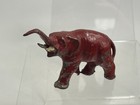Vintage Red Elephant Hollow Cast  Lead Toy Figure 1940s 1950s Trunk Up 3.5"