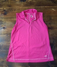 Slazenger Golf Women’s Size Medium Bright Pink Sleeveless Polo Top 1/4 Zip