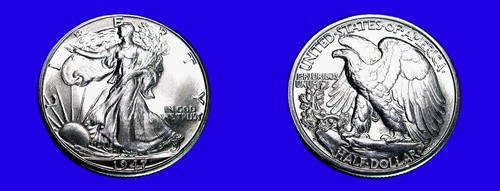 1947-D 50C WALKING LIBERTY SILVER HALF DOLLAR IN TOP SOLID PQ GEM-BU++++ MS++++!