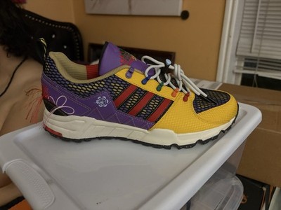 adidas Low Top Colorblock Yellow Purple Black Red Men's Athletic Sneakers