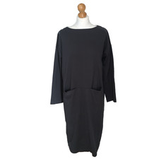 TOAST Washed Black Cotton Dress M 12 14 or 16 Relaxed Fit Oversized Pockets NEW!