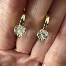 2ctw VVS-D Moissanite Round Huggie Drop Earri...