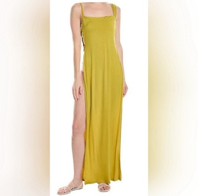 Riot Swim Monroe In Fiji Yellow Coverup Side Split Maxi Dress NWT S/M  Resortwear | eBay