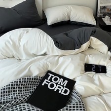 Soft 4PCS Cotton Bedding Set Duvet Cover  Pillowcases Aesthetic Neutral Style