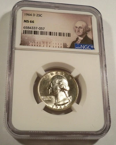 1964-D NGC MS66 WASHINGTON QUARTER SILVER 25c MS 66