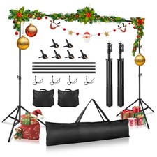 Adjustable 10x7ft Photo Backdrop Stand Kit with Crossbars, Clamps Carry Bag