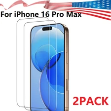 2-PACK For iPhone 16 Pro Max Tempered Glass Screen Protector 6.9 inch Display US