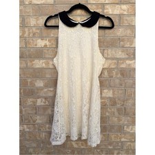 Pins & Needles Cream Lace Mini Dress with Black Peter Pan Collar Size L NWOT