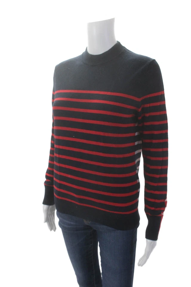 L.K. Suéter Suéter Top Rojo Bennett Mujeres Mezcla Algodón Tejido Rayas Talla S Foto 2 de 4