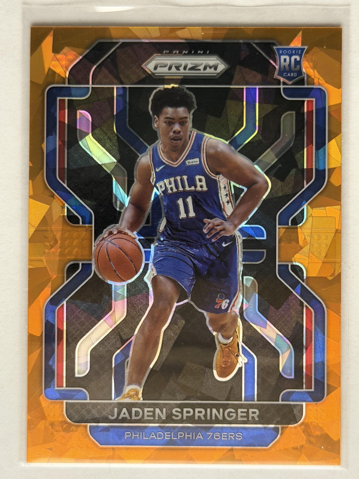 2021-22 Panini Prizm Orange Ice #317 Jaden Springer Rookie Philadelphia 76ers
