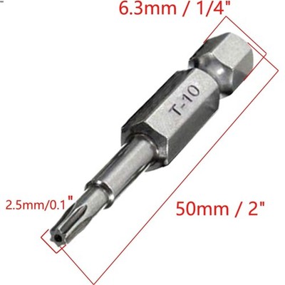 10pcs 50mm Long 1/4 Inch Hex Shank T10 Torx Head Magnetic Screw Driver Bit Se...