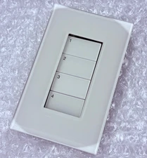 Lutron HQWT Palladiom Wallplate 1 Gang Glass White LWT-U-P-CWH 4 Button -NEW