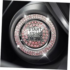 2PCS Rhinestone Push Start Button Cover Bling Car Accessories for Women, Pink