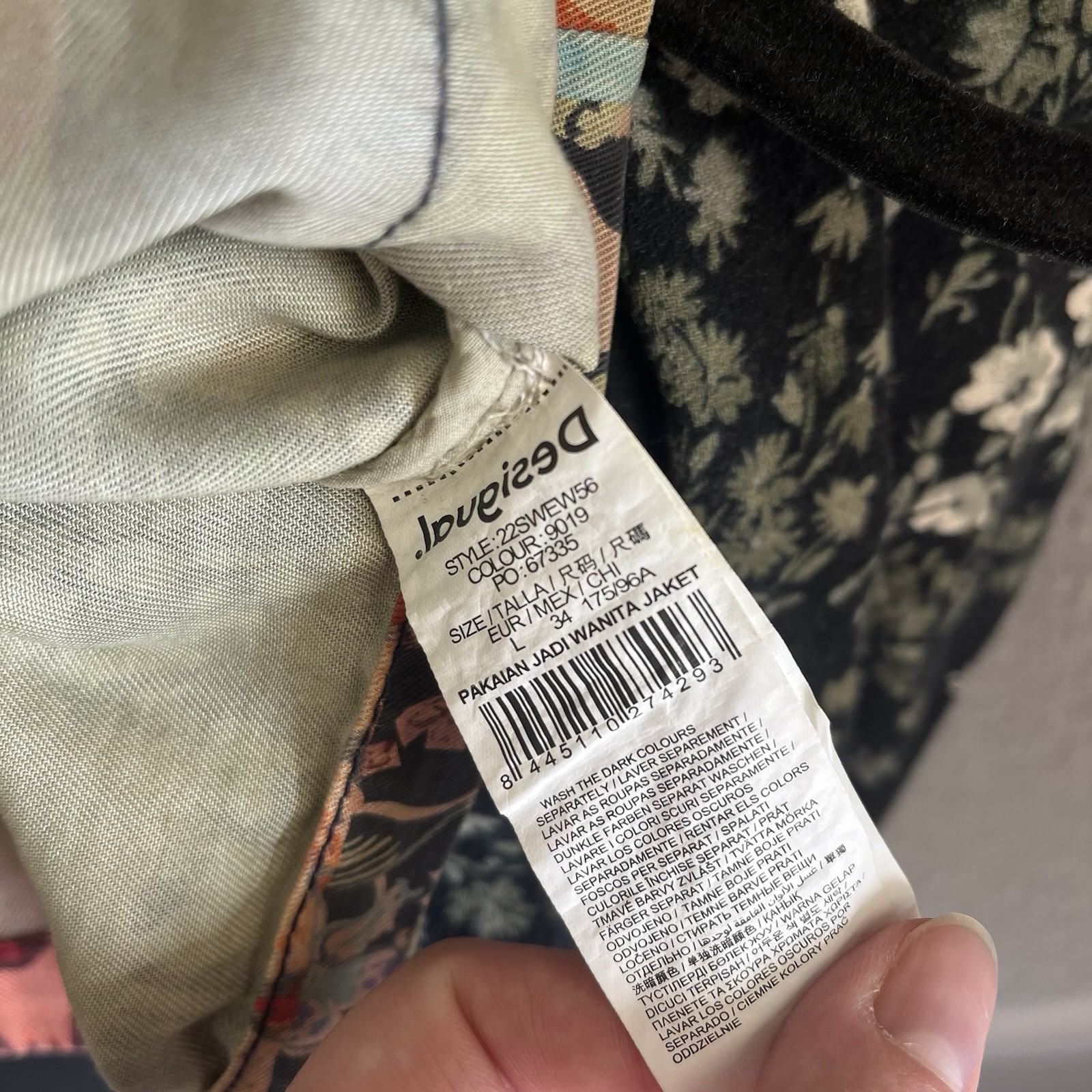 Desigual Patchwork Jacket Size Large Boho Floral … - image 9