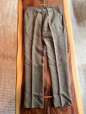 Todd Snyder Men's Brown Linen Flat Front Slim/Straight Dress Pants 31