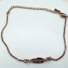 Vintage Y2K Rose Gold Tone Feather Bracelet Boho Women's Classic Jewelry