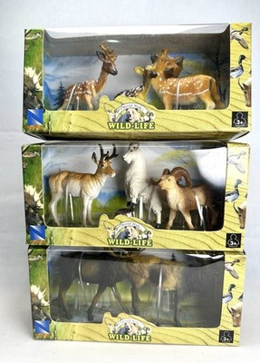 New-Ray Toys World Wide Wild-Life Deer, Ram, Mt Goat, Moose Plastic New Figures