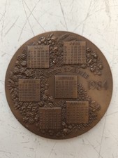 MEDAGLIA BRONZO CALENDARIO 1984 MONETA PARIGI "VIVI L'ANNO CON I FIORI"