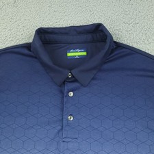 Ben Hogan Polo Shirt Mens 2XL Blue Performance Hex Gradient Golf 30 Recycled