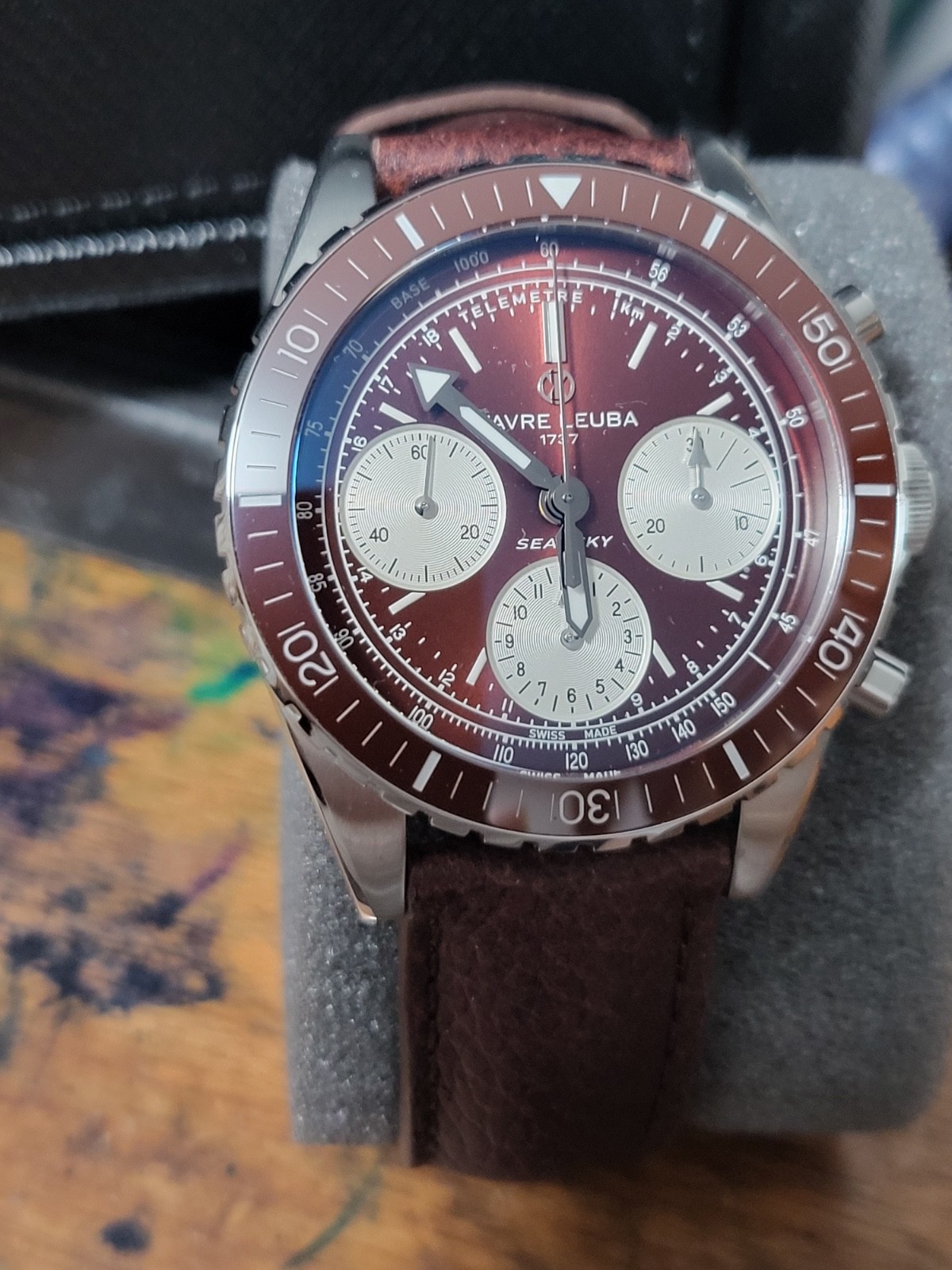 Men's Brown Leuba Sea Chronograph Favre Sky 00.20212.112.05.105 Watch Revival - vintagewatches.pk