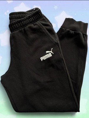 PUMA Men's L Black Fleece Jogger Pants Drawstring Elastic Waist Pockets